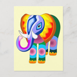 Eléphant Arc-en-ciel Couleurs Patchwork cartes pos