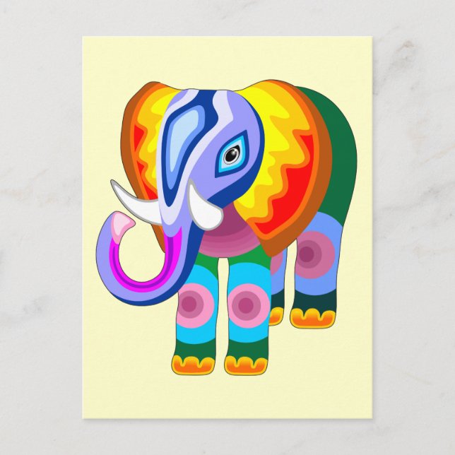 Eléphant Arc-en-ciel Couleurs Patchwork cartes pos (Devant)