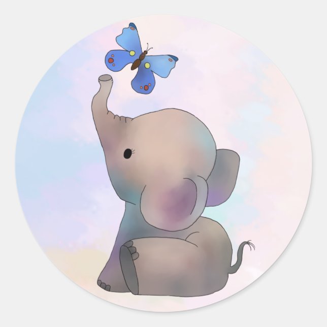 Éléphant avec autocollant de papillon (Devant)