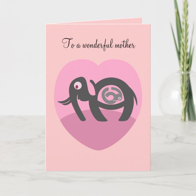 Eléphant avec le veau Valentines Carte de Jour (Devant)