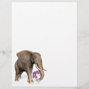 Éléphant avec orchidée rose