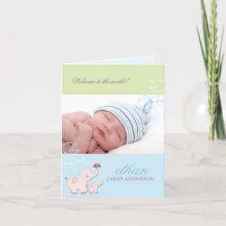 Elephant Baby Boy Photo Faire-part de naissance