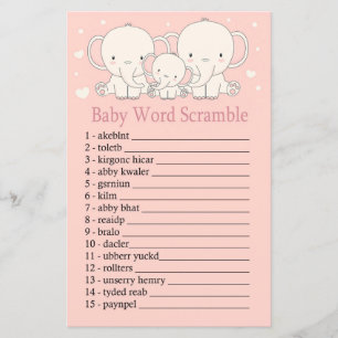 Elephant Baby jeu de brouillage de mot