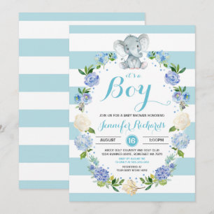 Elephant Baby shower Invitation Baby shower garçon
