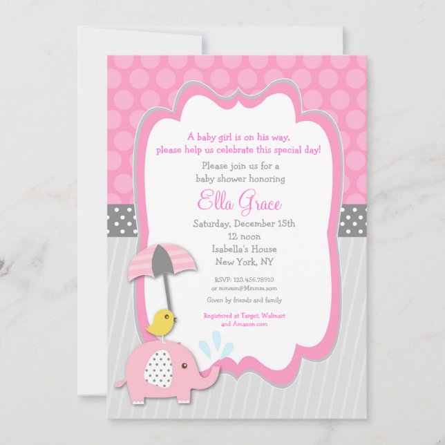 Eléphant Baby Shower Invitations garçon (Devant)