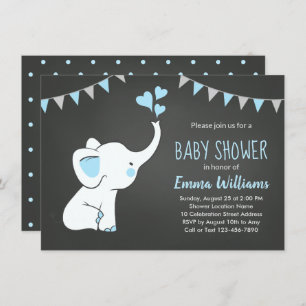 Eléphant Baby Shower Invitations pour un garçon