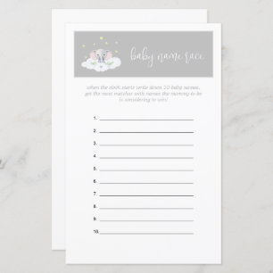 Eléphant Baby shower Jeu Devant Jeu Gray