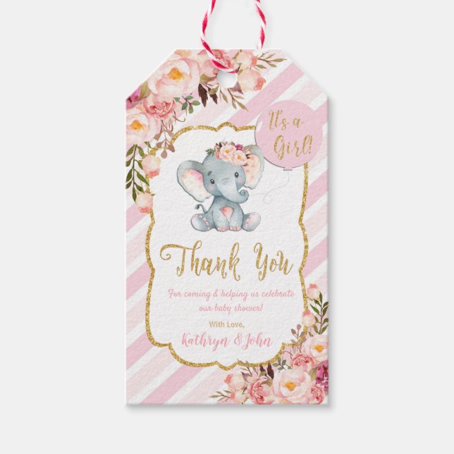 Elephant Baby shower Merci Favoriser les étiquette (Devant)