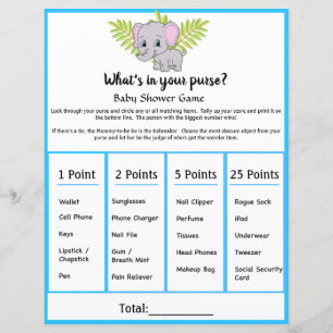 Elephant Baby shower Whats Dans Votre Jeu De Purse