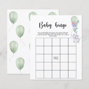 Éléphant & ballon - Jeu de bingo pour Baby shower