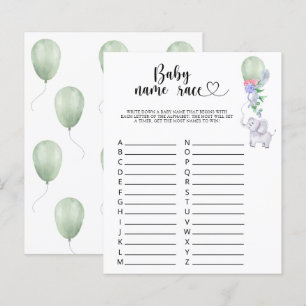 Éléphant & Ballon - Jeu de course de noms de bébé