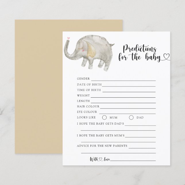 Éléphant Ballon - prédictions et conseils pour béb (Devant / Derrière)