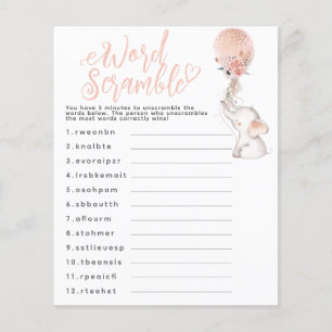 Eléphant Balloon Baby shower Jeu Baby Scramble