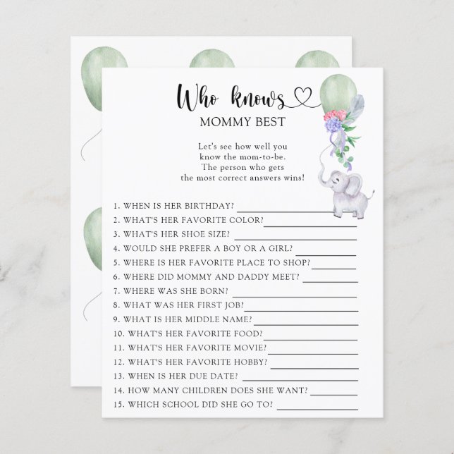 Elephant & Balloon - Qui connaît maman mieux (Devant / Derrière)