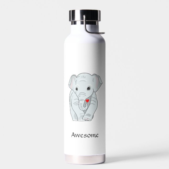 Éléphant Beautifil sur bouteille d'eau blanche (Gauche)