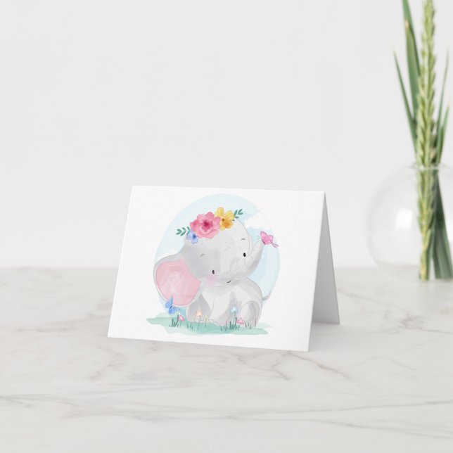 Éléphant Bébé Aquarelle Merci (Devant)