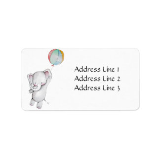 Eléphant bébé avec Étiquette de adresse à ballon