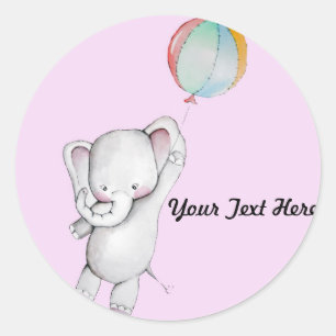 Eléphant bébé avec Stickers rose ballon