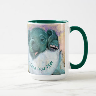 Eléphant Bébé dans la Mug - Je t'aime MOM & DA
