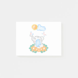 Eléphant Bébé mignon avec fleurs orange Post-it No