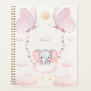 Éléphant Bébé & Papillons – Ciel Pastel Rêveur