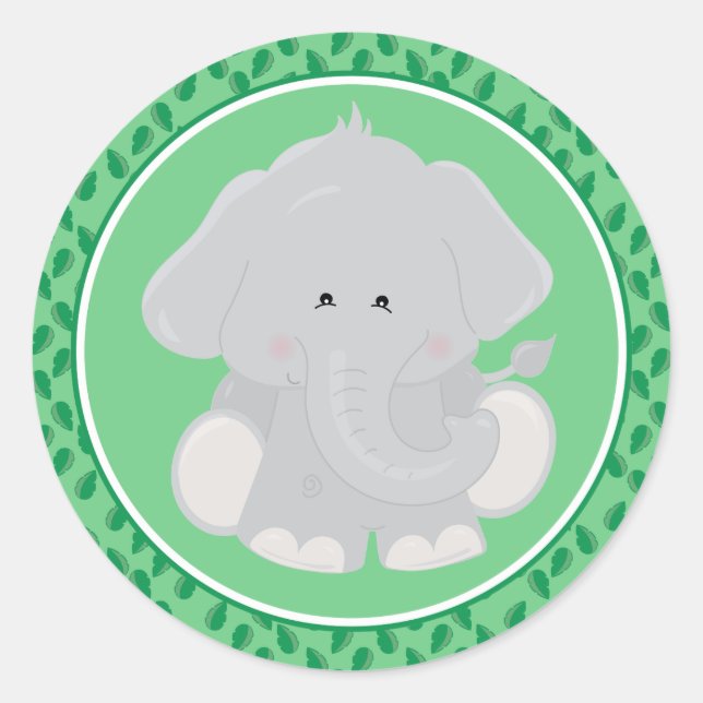 Éléphant | Bébé Safari Animaux Sticker rond (Devant)