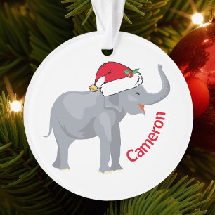 Eléphant blanc mignon à Santa Hat Noël personnalis