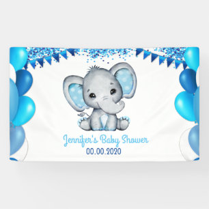 Eléphant bleu avec ballons Bannière Douche