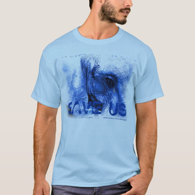 éléphant bleu avec déchirure SAVE T-shirt US (Devant)