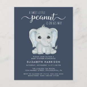 Eléphant Bleu Bébé garçon douche Invitation