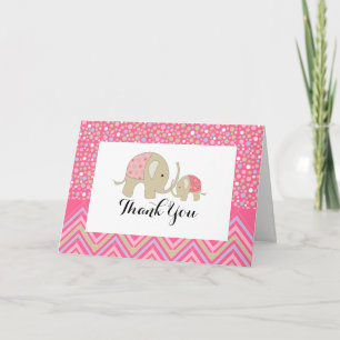 Eléphant Bohémien rose et Merci bébé Chevron