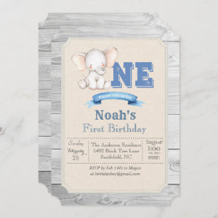 Elephant Boy 1er Anniversaire Invitation