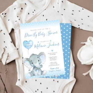 Elephant Boy Drive Par Baby shower Invitation