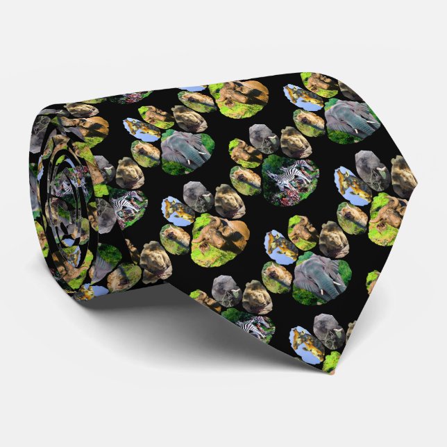 Elephant, Buffalo, Zebra Footprint Cravate (Roulé)