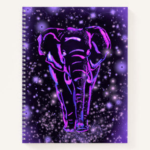 Eléphant Carnet Rose Violet À La Nuit Étincelante