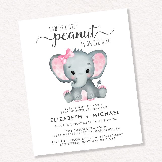 Eléphant Couples Baby Girl Douche Invitation (Créateur téléchargé)