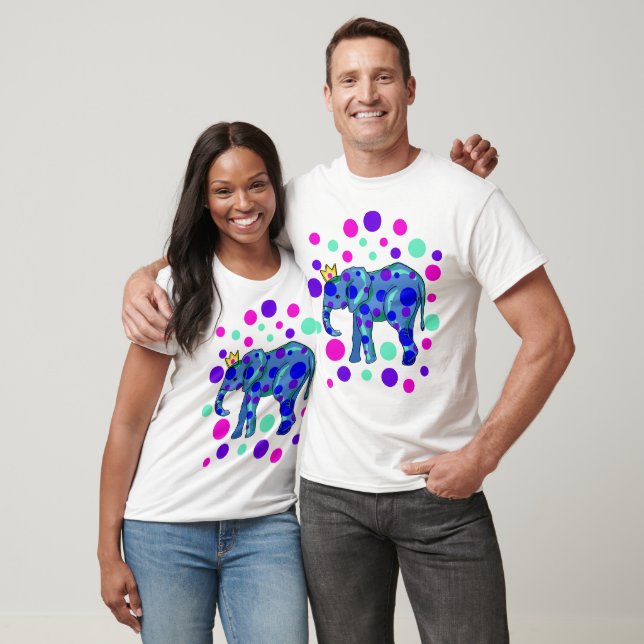 Eléphant couronné avec T-shirt Pois (Unisexe)