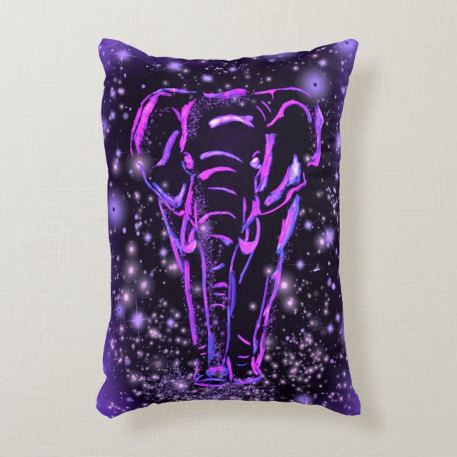 Eléphant Coussin À Accent Rose Violet À La Nuit Ét (Devant(Vertical))