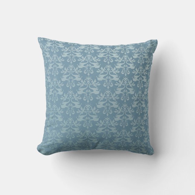 Eléphant damask gris bleu scation coussin (Recto)