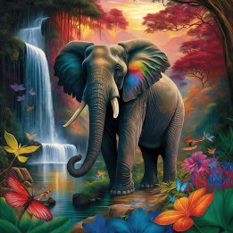 Elephant dans le paysage majestueux Jigsaw Puzzle