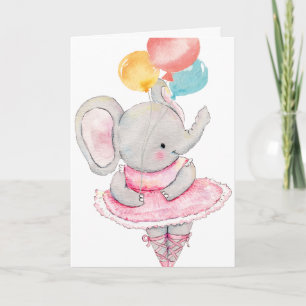Elephant dansant avec ballons Carte d'anniversaire