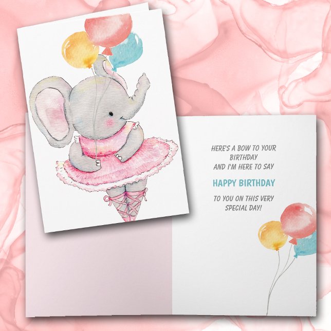 Elephant dansant avec ballons Carte d'anniversaire (Créateur téléchargé)