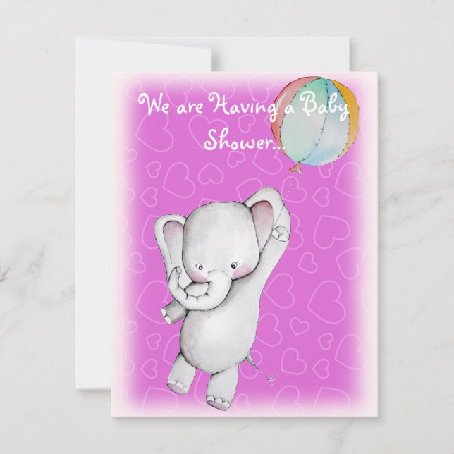 Éléphant de bébé avec des invitations de baby (Devant)