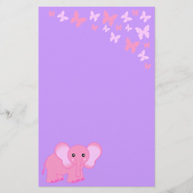 Éléphant de bébé et papeterie roses mignons de (Devant)
