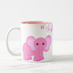 Éléphant de bébé et tasse roses mignons de