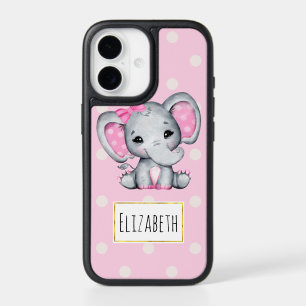Éléphant de bébé rose mignon avec des oreilles à p