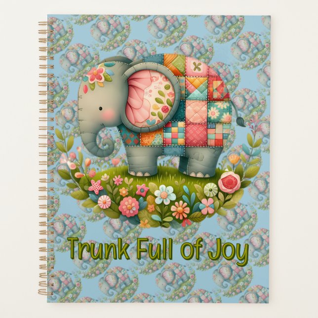 Éléphant de patchwork au charme floral de prairie (Devant)