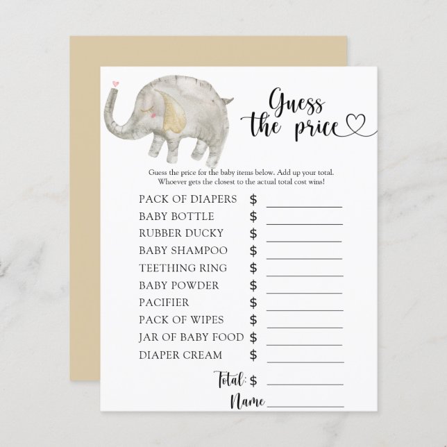 Elephant Devine le prix ! Jeu (Devant / Derrière)