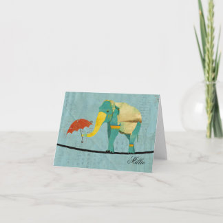 Eléphant doré gracieux Carte pour notes personnali