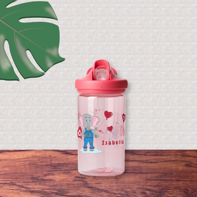 Eléphant doux et coeur Bouteille d'eau pour enfant (Cute cartoon loving elephant kid water bottle .)